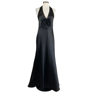 AQUA Women's Formal Dress Size 10 Black Satin Backless Long Evening Gown - Picture 1 of 12