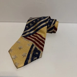 Vintage Chaps Ralph Lauren American Flag Fat Tie 4th July Stars Stripes Made USA - Picture 1 of 4