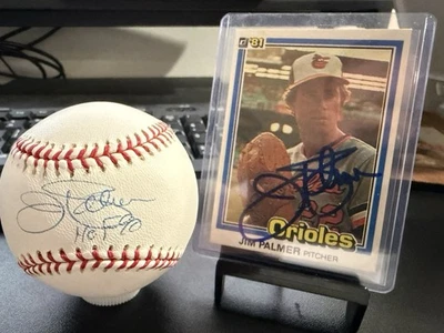 Jim Palmer Signed Baseball w/ “HOF 90” JSA & Bonus Signed 1981 Donruss Card - Image 1 of 4