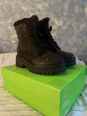 Sam Edelman Botas Femininas Kyler Plataforma de Combate Zíper Lateral Camurça Marrom Novo 10M - Imagem 1 de 4