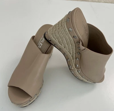 Nuevo Charles By Charles David Lisbon Beige Tostado Cuñas Sin Cordones Mules Mujer 5M N4 Foto 1 de 4