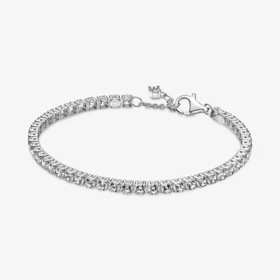 PANDORA Armband 925 Sterlingsilber weiße Steine Tennismuster Damen 591469C01 - Bild 1 von 4