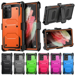 For Samsung S21+/S21 FE/S21 Ultra Phone Case Hybrid Shockproof Belt Clip Cover - Picture 1 of 54