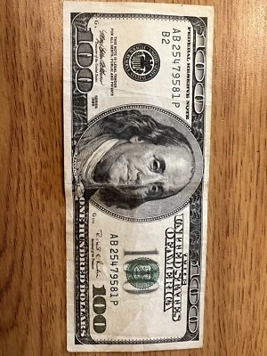 1996 $100 DOLLAR BILL series Number AB73408160 - Image 1 of 4