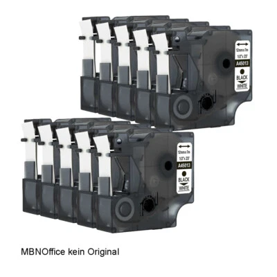 10x Kompatibel Dymo A 45013 D1 Schriftband LabelManager schwarz auf weiß 12mm