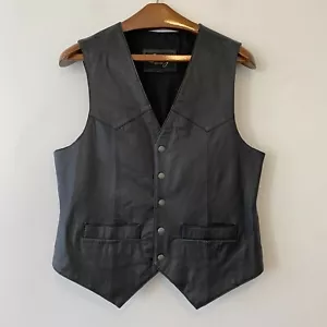 Scully Black Leather Snap Front Vest Mens Medium - Picture 1 of 6