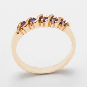 Solid 9ct Rose Gold Natural Amethyst Womens Eternity Ring - Sizes J to Z - Picture 1 of 5