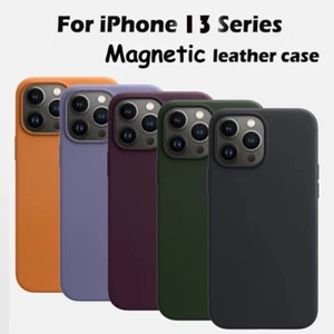 Echtes Leder Magnetisch Magsafe1 Schutzhülle HandyHülle Für iPhone 14 13 Pro Max - Bild 1 von 17