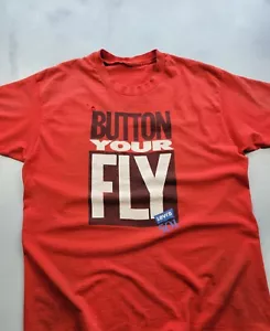 Vintage Levi's Button Your Fly 1990s Red T-shirt Cotton XL - Picture 1 of 10