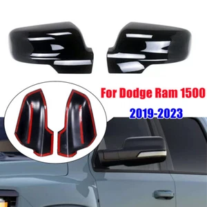 Gloss Black Mirror Cover Caps W/Turn Signal Hole For 2019-2023 Dodge Ram 1500 - Picture 1 of 8