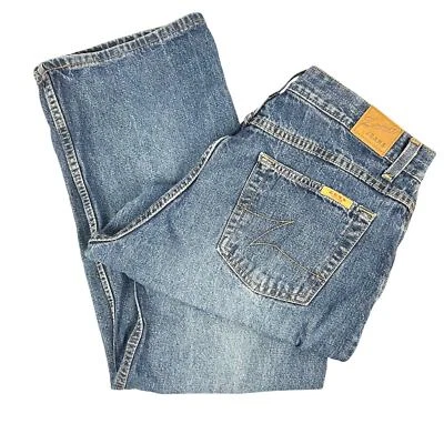 ZENA JEANS Vintage 100% Algodão Botão Fly Boot Cut Jeans 12 Highrise Boho Hippy - Imagem 1 de 4