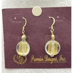 Pendientes colgantes Premier Designs con cuentas de vidrio amarillo cierre de gancho - Imagen 1 de 5