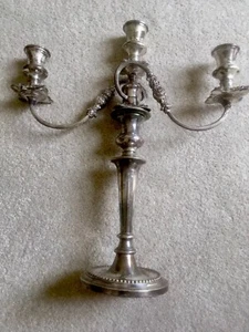 Vintage Striking Silver Plated Two Branch Candelabra in Two Pieces - Picture 1 of 6