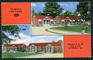 Starnes Cottages junction US 80 at Roberta Georgia ga old linen postcard - Picture 1 of 2