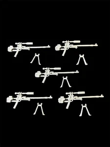 Lot of 5 Silver Sniper Rifles GI Joe Vintage 1989 Style Custom Red Laser - Picture 1 of 4