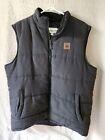 Field & Stream Puffer Vest Mens Sz Large Black Full Zip Insulated Fleece Collar