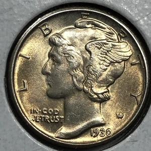 1930- Uncirculated Mercury Silver Dime #19812 - Picture 1 of 2