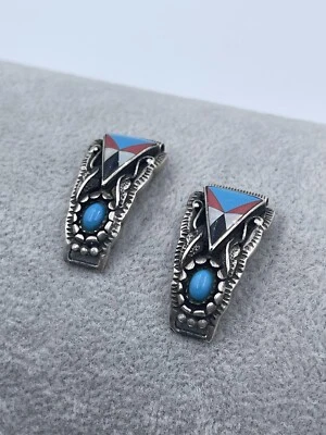 Puntas de reloj nativas con turquesa, coral, ónix y madreperla Foto 1 de 4