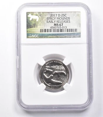 MS67 2017-D Washington Quarter Effigy Mounds Early Releases NGC *5409 - Image 1 of 3