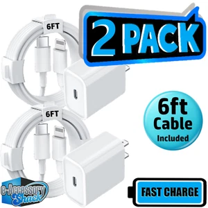 2 Pack Fast Wall Charger For iPhone 14 13 12 11 Pro Max Plus X XR XS 8 7 6 iPad - Picture 1 of 7