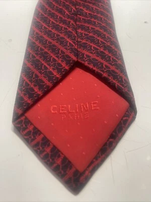 Corbata CELINE PARIS Roja Azul Marino Firma C’S Lujo 100% Seda Hecha en España De Colección Foto 1 de 4