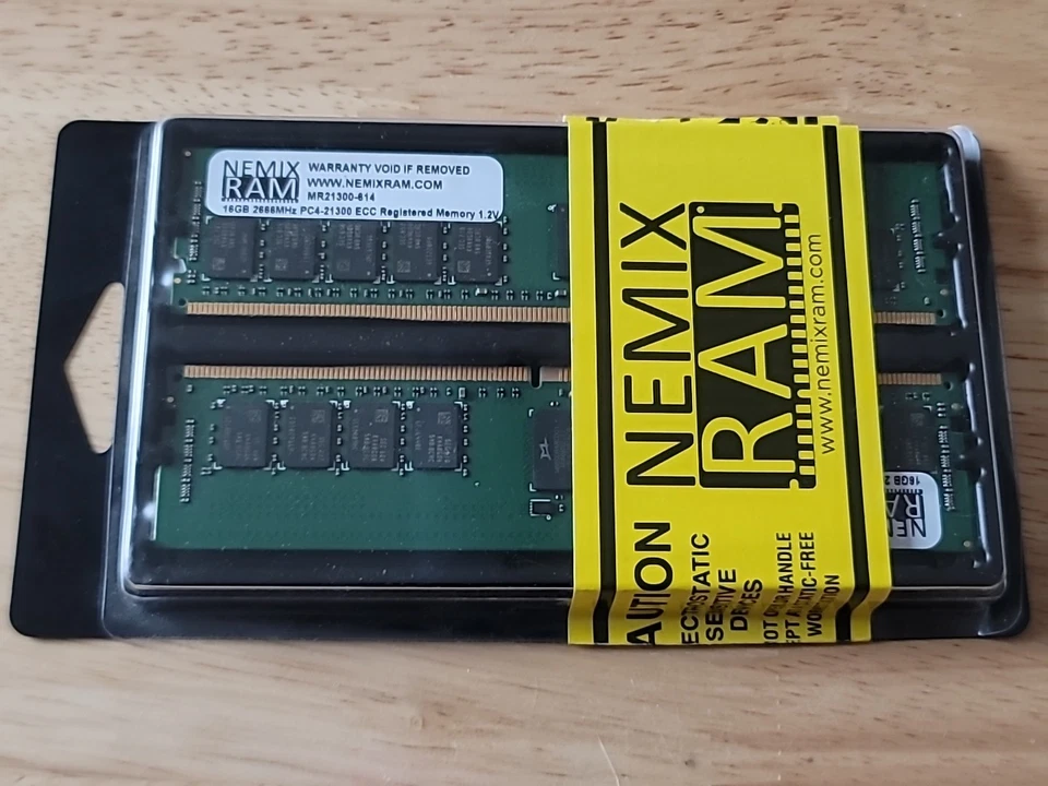 32GB (2 x 16GB) NEMIX RAM DDR4-2666MHz PC4-21300 ECC MD21300-614 - Image 1 of 1
