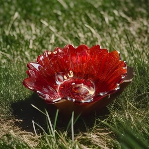 Vintage Depression Glas Sonnenblume Schale rot Indiana Glas 8 "Durchmesser x 3 1/2" D - Bild 1 von 7