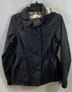 Burberry Girls Black Check Hooded Youth Polyamide Jacket Outerwear Size 14Y - Picture 1 of 8