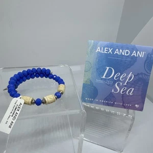 Bracciale Alex e Ani DEEP SEA WRAP BLU NAVY NUOVO CON ETICHETTE argento con cartellino - Foto 1 di 4