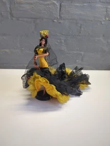 Vintage Flamenco Dancer Figurine 70s Kitch Decor Yellow And Black Model - Picture 1 of 7