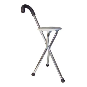 Gehstock mit Sitzfläche Sitzstock Stuhl Hocker Camping klappbar Aluminium - Bild 1 von 3