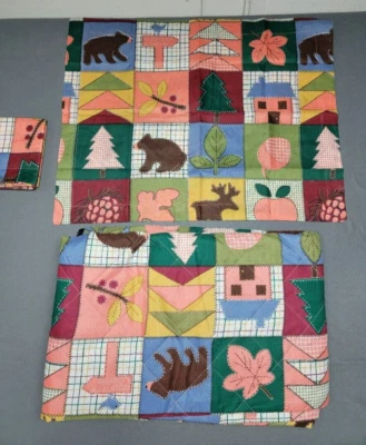 NUEVO ~ RETAZOS ACOLCHADOS ~ 80" X 100" con fundas de almohada ligeras Lodge / Cabin Foto 1 de 2