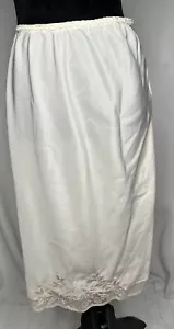 Vintage Najla 26” Half Slip Ivory W/Lace Trim And Monogram Medium - Picture 1 of 10