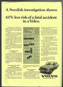 Volvo Safety c1975 UK Market Single Sheet Sales Brochure 140, 164, 240 Series - Picture 1 of 1