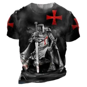 Camiseta vintage para hombre con estampado de caballeros templarios ropa de verano de gran tamaño - Imagen 1 de 32