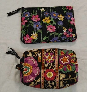 2 Vera Bradley Kosmetik Make-up Tasche Beutel Wildflower Garden Suzani klein gefüttert - Bild 1 von 8