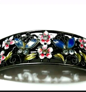 Floral Crystal Rhinestone Hair Barrette Prom Bridal Formal Feminine Hair Clip - Picture 1 of 8