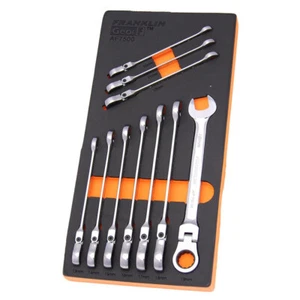 Flexi Ratchet Combination Spanner Set 10 Pc 12 Pt 10-19mm Franklin Tools AF7500 - Picture 1 of 5
