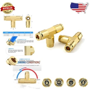 Corrosion-Resistant Brass Tee Connectors for 1/2" Air Brake Tubes - 5 Pack - Picture 1 of 9