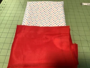 1 Yd Colorful Polka Dots & 30x36" Scrap of Red Silky Polyester Fabric 44" W - Picture 1 of 2