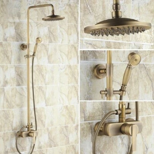 Antique Brass Bathroom Rainfall Rain Shower Head Faucet Set Mixer Tap yrs175 - Picture 1 of 5