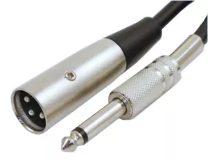 Cable de micrófono macho TS MONO de 3 pies XLR 3P macho a 1/4 pulgadas - Imagen 1 de 3