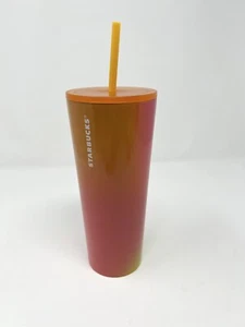Starbucks Sommer 2022 Edelstahl Becher Ombre rosa orange 24 Unzen - Bild 1 von 5