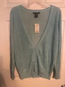 Rampage Sparkly Deep V Neck Long Sleeve Sweater (Size Large) - Picture 1 of 3