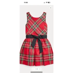 Polo Ralph Lauren red black Plaid layered Dress Holiday Party Girls Size 12 - Picture 1 of 11