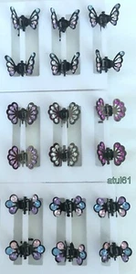 Mini Hair Claw Clamps Clips Metal Grips Black Colours Butterfly Accessories - Picture 1 of 14
