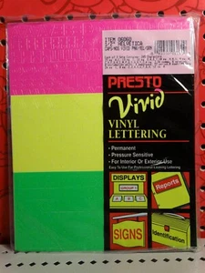 Letras de plástico de vinilo Presto Vivid 1/2" rosa helvética amarillo verde permanente - Imagen 1 de 4