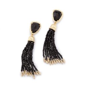 Kendra Scott Blossom Tassel Earrings In Black Granite With Brushed Gold Hardware