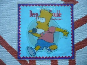 The Simpsons Deep, Deep Trouble 7" Shaped Picture Disc Vinyl 1991 Geffen Single - Picture 1 of 12