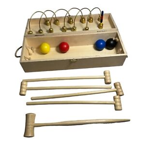 JAQUES LONDON CROQUET- Boxed Mini Indoor Set In Original Pine Box